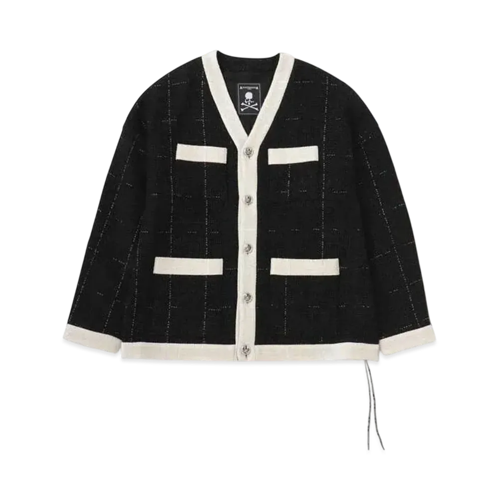 mastermind WORLD Tweed Cardigan "Black White"