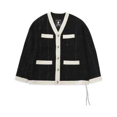 mastermind WORLD Tweed Cardigan "Black White"