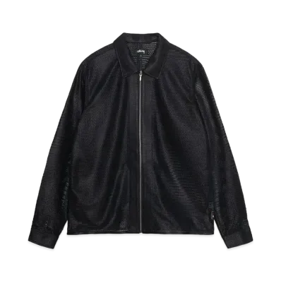 Stussy Zip Shirt Perforated Leather "Black"