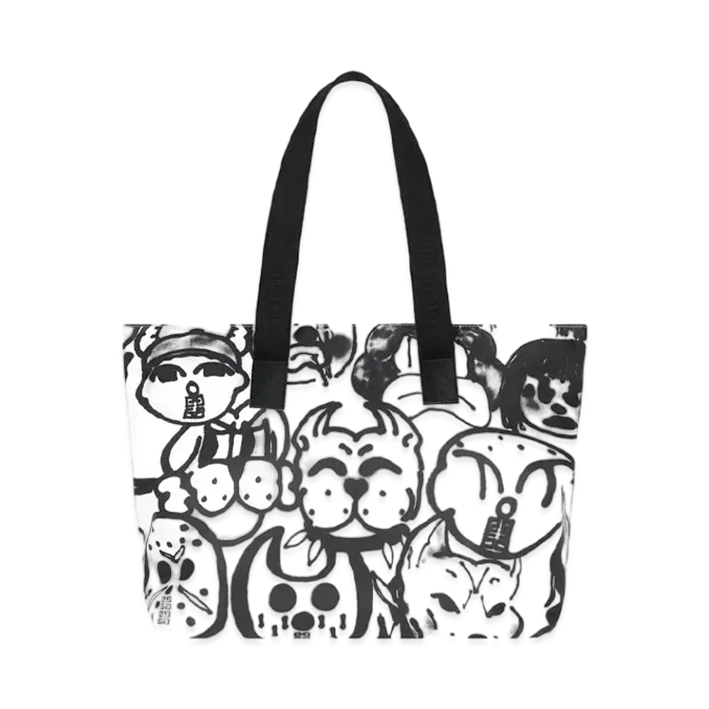 GIVENCHY 4G Light Shopping Bag With Tag Effect Prints "White/Black"