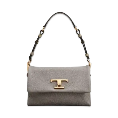 TOD'S T Timeless Leather Flap Bag Mini "Gray"