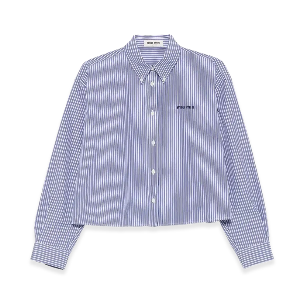 MIU MIU Women's Micro Pinstripe Poplin Shirt "Blue"