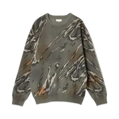 BEAMS Digital Marble Fade Crew Neck Knit "Gray"