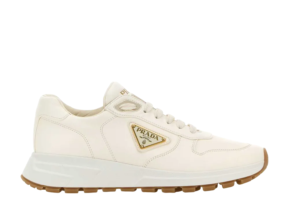 PRADA Ivory Nappa Leather Sneakers "White"