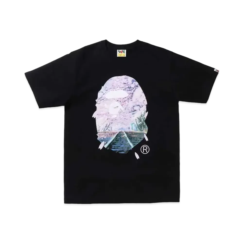 A BATHING APE SAKURA PHOTO APE HEAD TEE "Black"