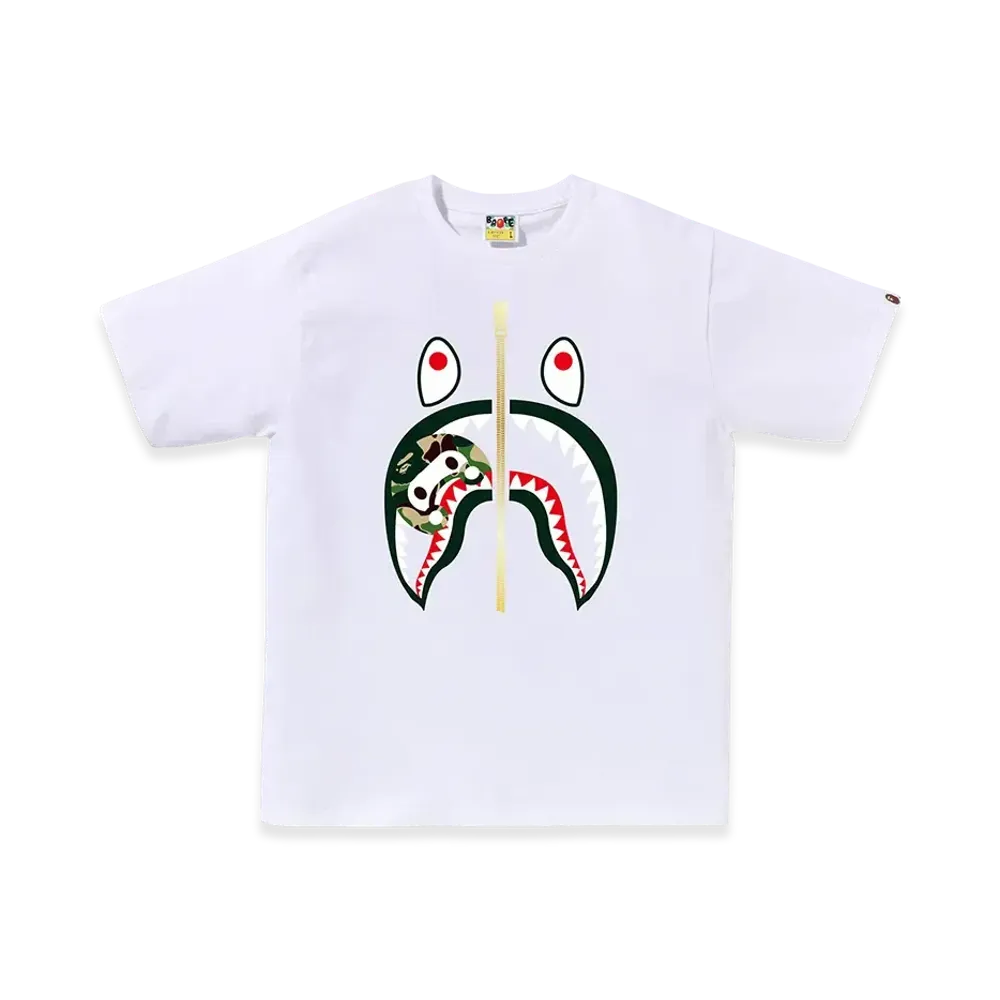 A BATHING APE ABC Camo Milo Shark Tee "White/Green"
