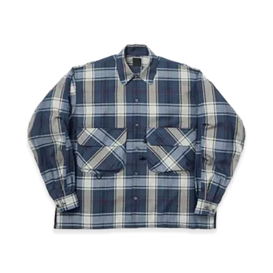 DAIWA PIER39 Tech Sports Open Collar Shirt L/S Big Tartan "Navy"