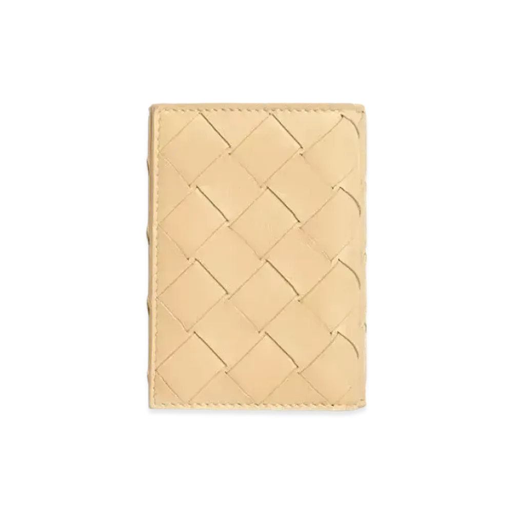 Bottega Veneta Intrecciato Calfskin Tiny Trifold Wallet "Porridge"