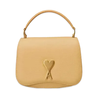 AMI PARIS Grained Leather Top Handle Bag "Citronella"