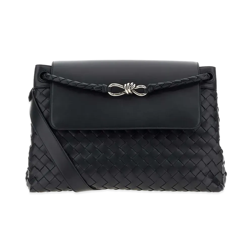 Bottega Veneta Leather Medium Andiamo Crossbody Bag "Midnight Blue"