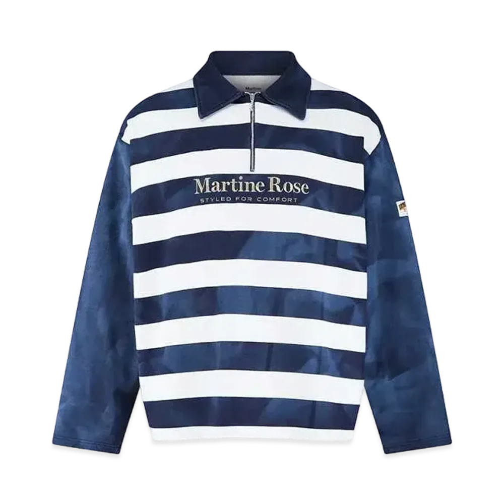 MARTINE ROSE Zip Up Polo #2 "Navy Stripe"