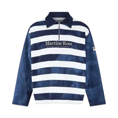 MARTINE ROSE Zip Up Polo #2 "Navy Stripe"