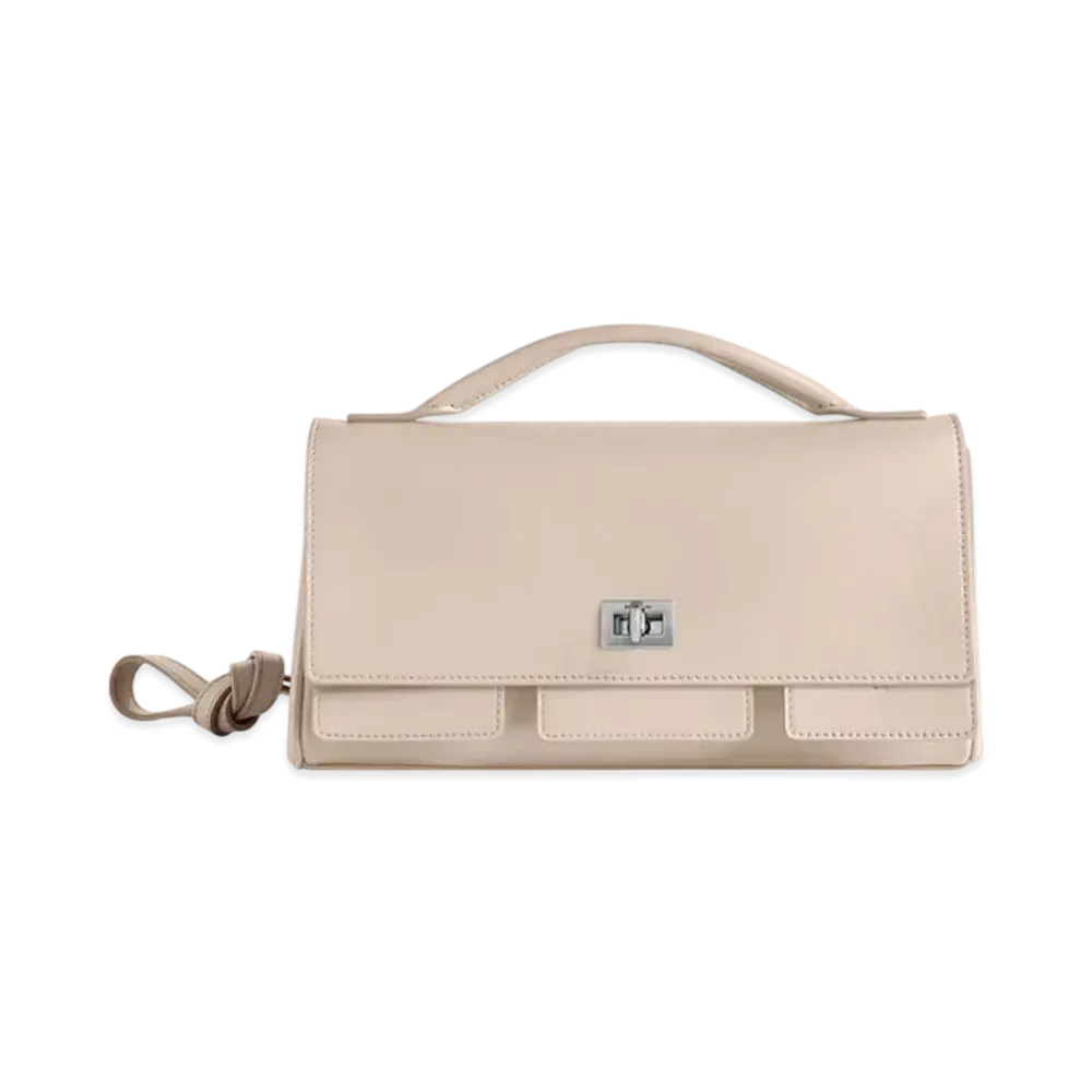 BALENCIAGA Bel Air Small Clutch On Strap "Almond"