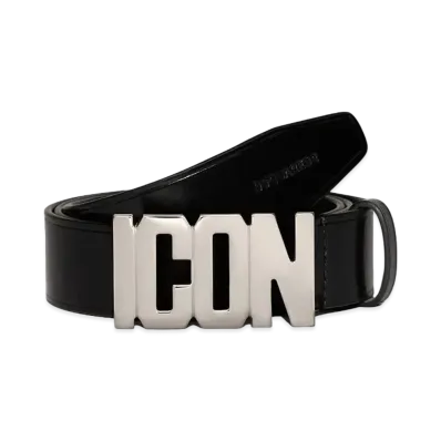 Dsquared2 Be Icon Plaque Belt #3 "Black/Silver"