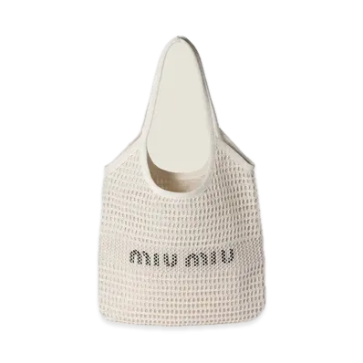 MIU MIU Ivy Raffia-Effect / Linen Bag "White"