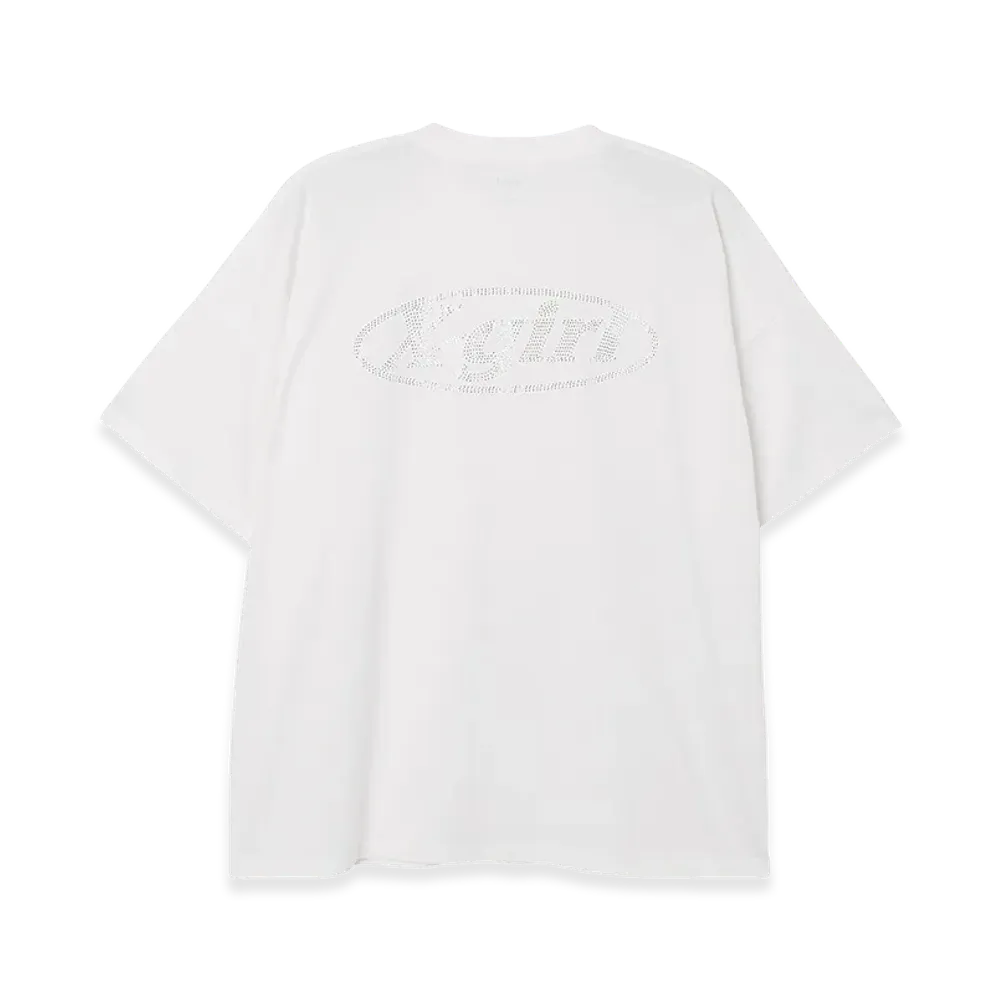X-Girl Women's Rhinestone Oval Logo S/S Big Tee Dress "White"