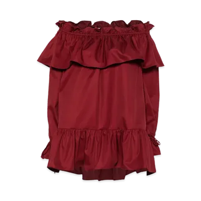 Saint Laurent Women's Flounces Mini Dress "Red"