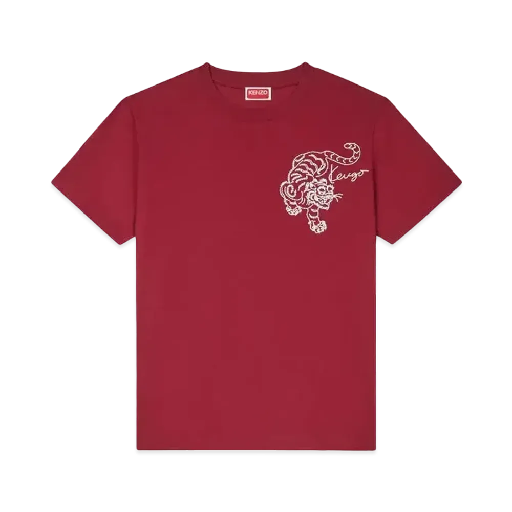 KENZO 'Star Tiger' Embroidery Loose T-shirt "Bordeaux"