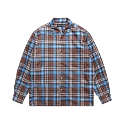 WACKO MARIA Check Flannel Regular Collar Shirt "Brown"