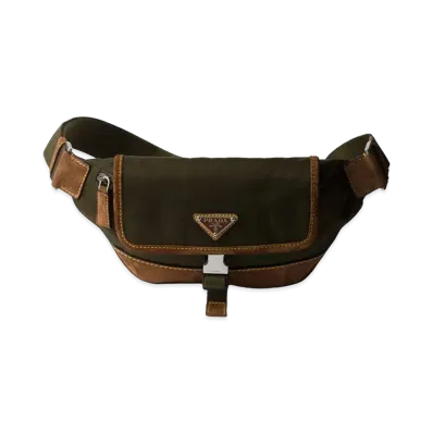 PRADA Re-Nylon And Suede Belt Bag "Muschio/Cacao"