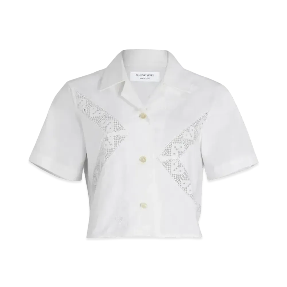Marine Serre Regenerated Household Linen Cropped Top "White"