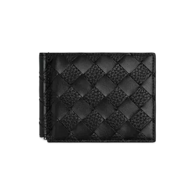 Bottega Veneta Intrecciato Bi-fold Wallet with Money Clip "Black"