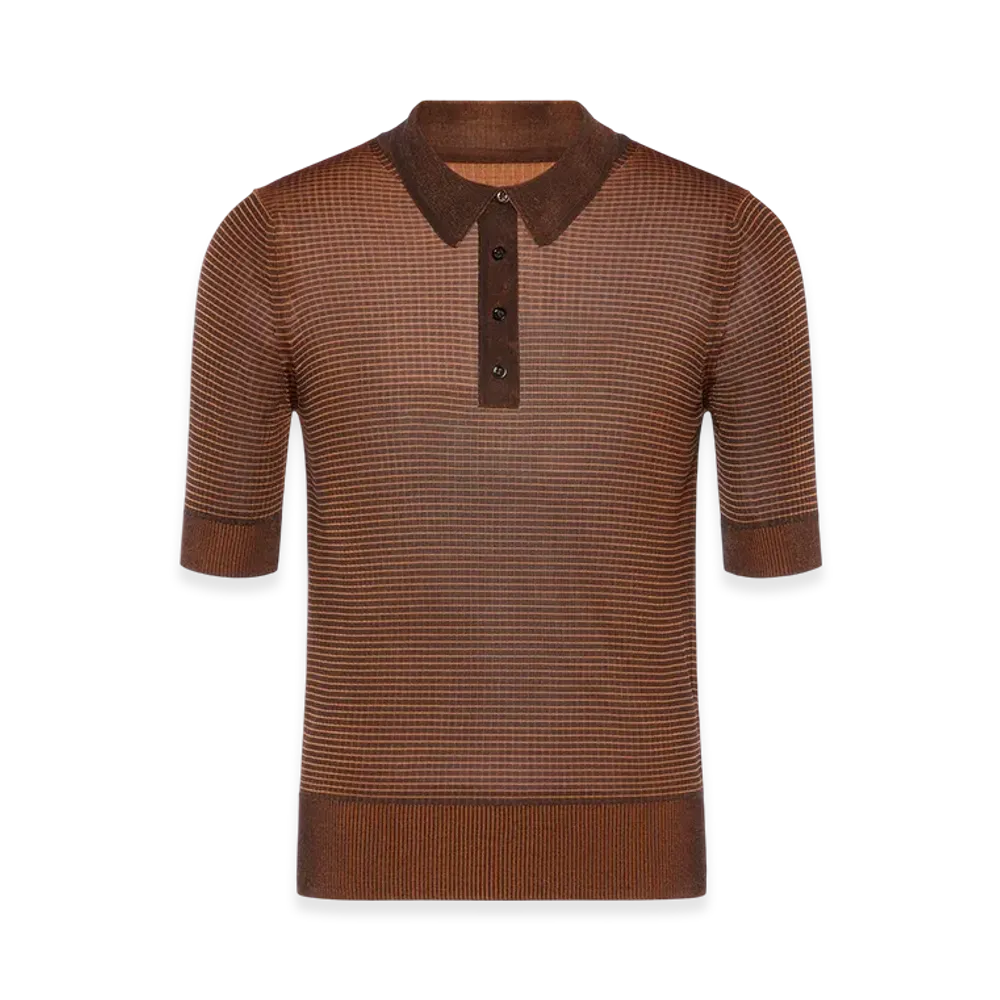 Maison Margiela Dandy Check Wool Knit Polo "Brown"