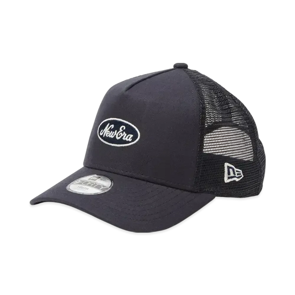 NEW ERA Youth 9Forty A-Frame Tracker Cotton Flax Oval Logo "Dark Navy"