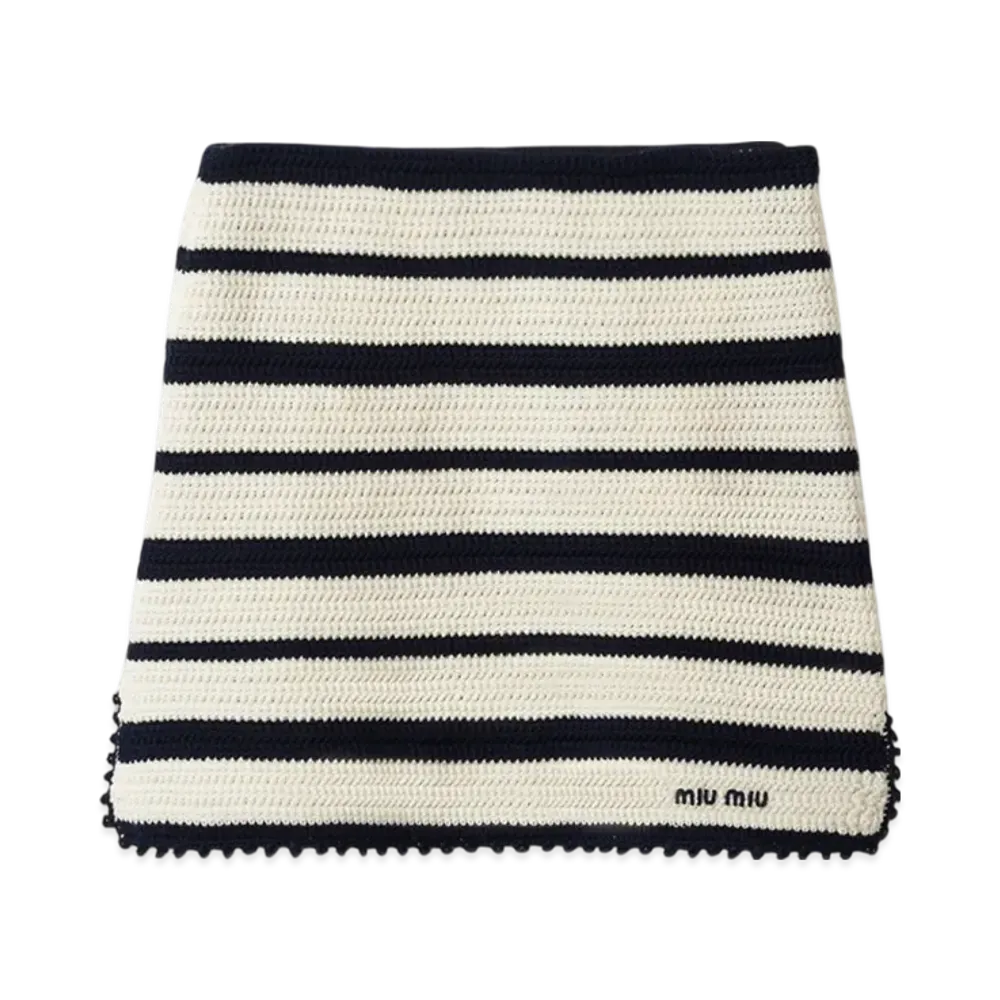 MIU MIU Cotton Mini Skirt "White/Blue"