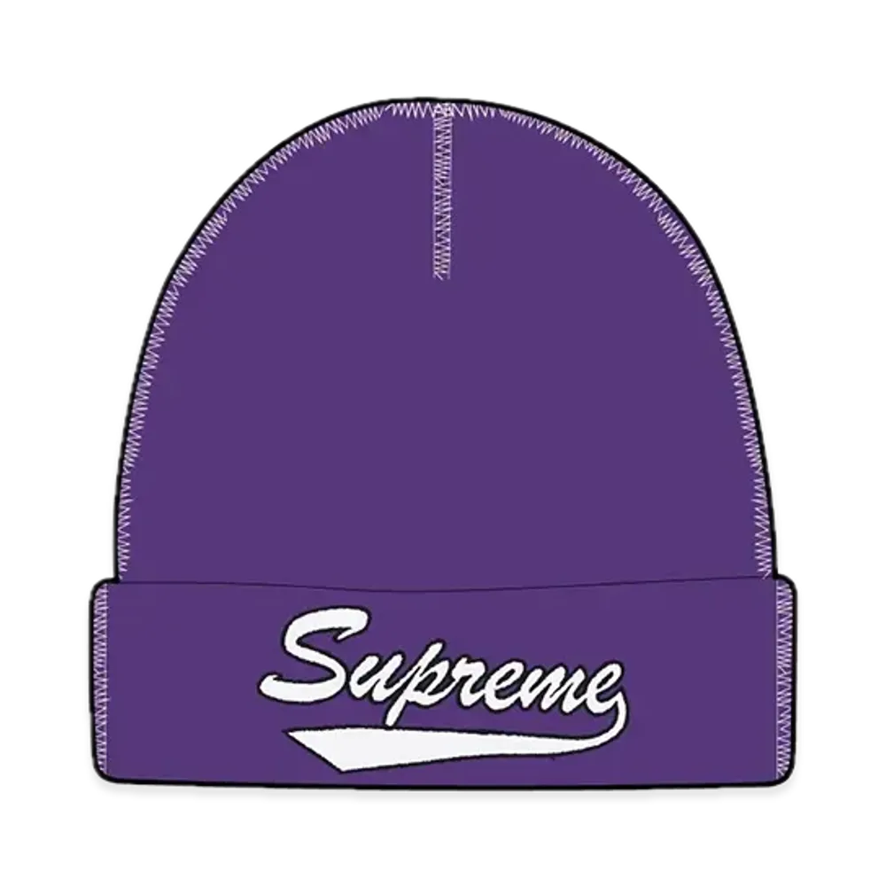 Supreme Contrast Stitch Beanie "Purple"