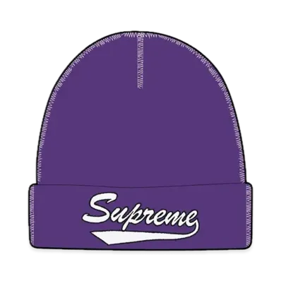Supreme Contrast Stitch Beanie "Purple"