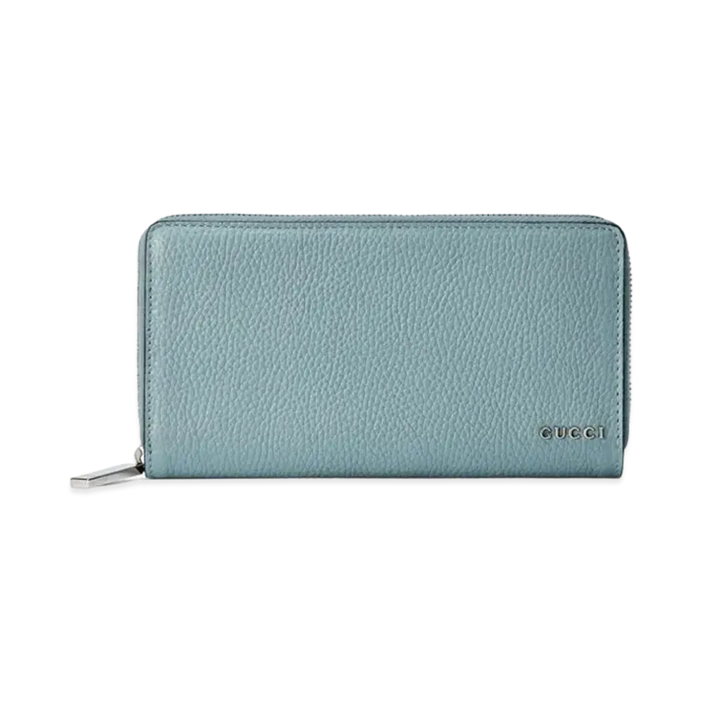 GUCCI Zip Around Wallet With Gucci Logo Japan Exclusive "Pastel Blue"