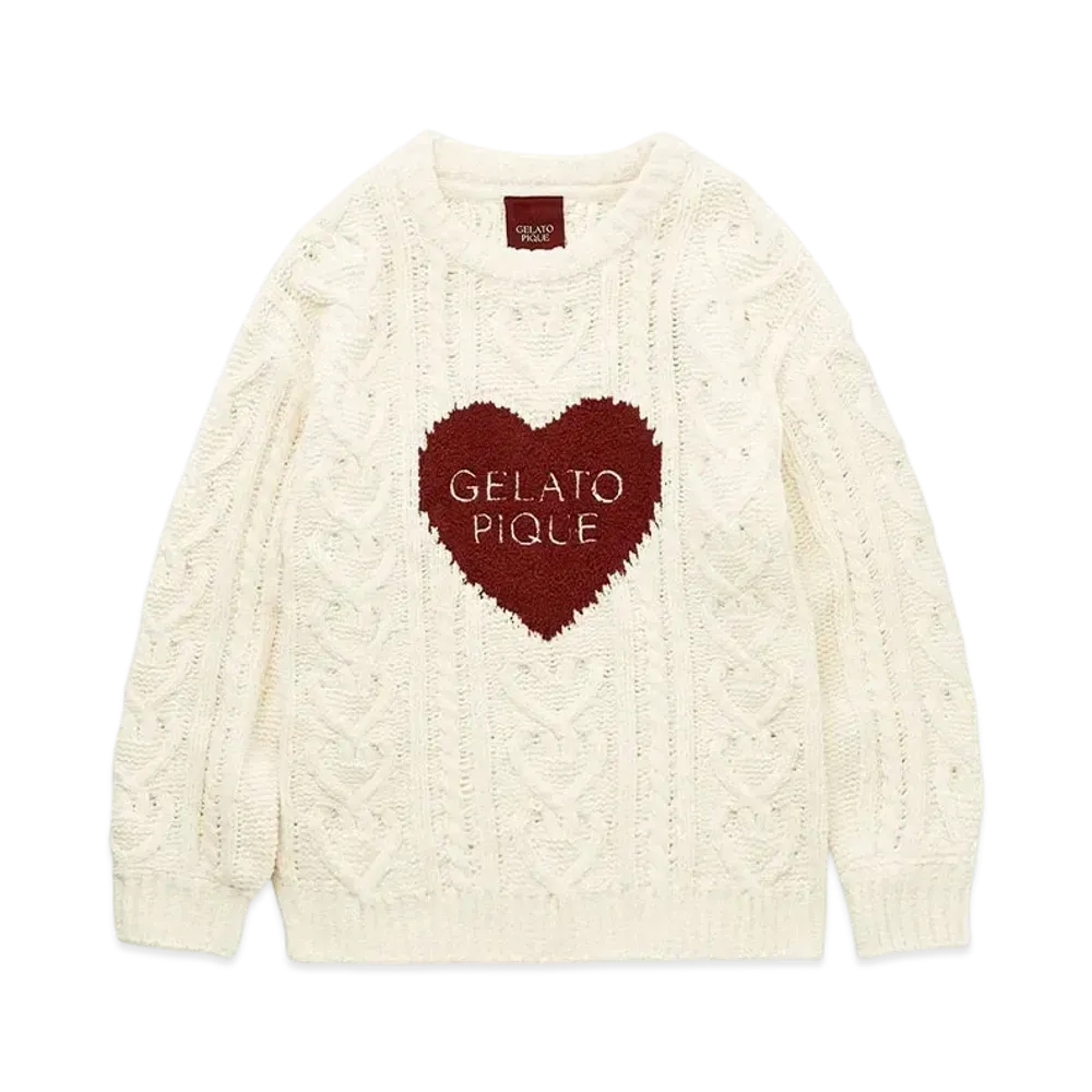 GELATO PIQUE Valentine Heart Aran Pullover "Cream"