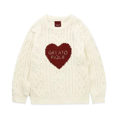 GELATO PIQUE Valentine Heart Aran Pullover "Cream"