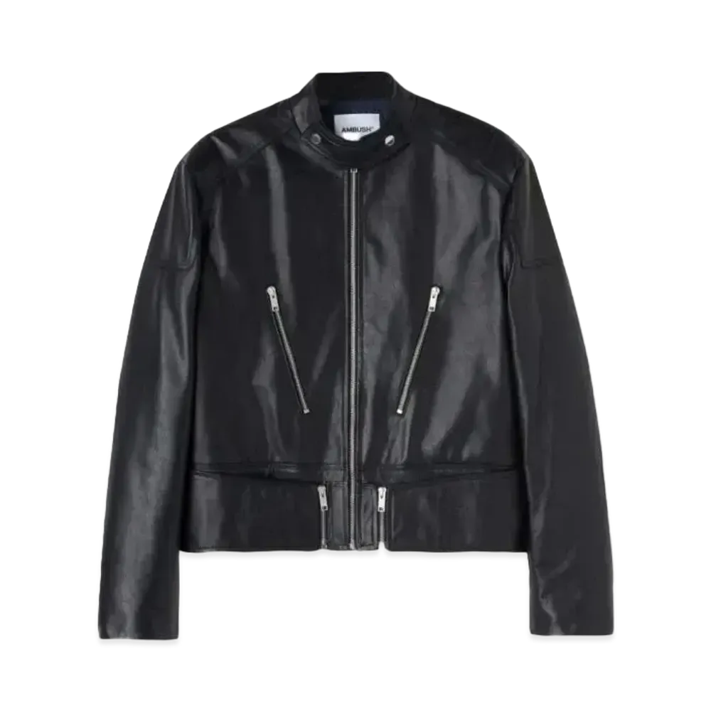 AMBUSH Zipped Leather Biker Jacket "Black"