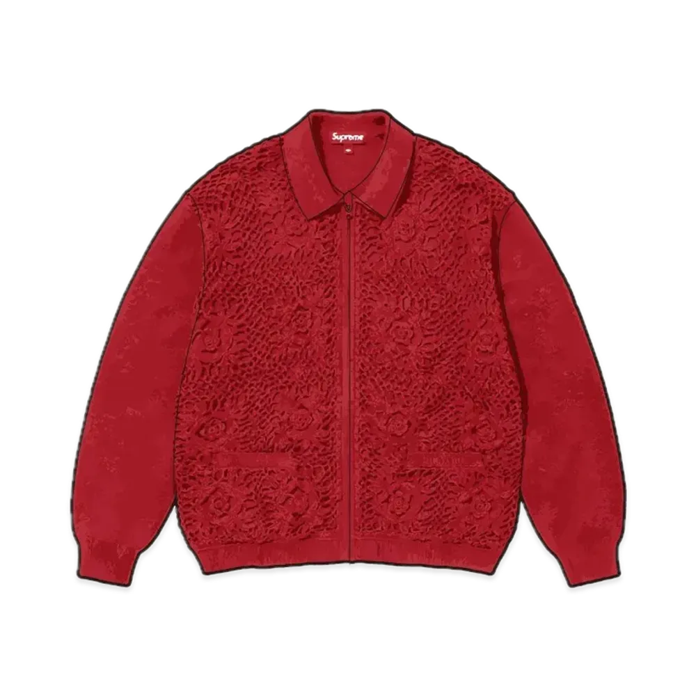 Supreme Crochet Zip Up Cardigan "Dark Red"