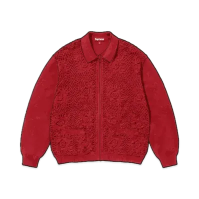 Supreme Crochet Zip Up Cardigan "Dark Red"