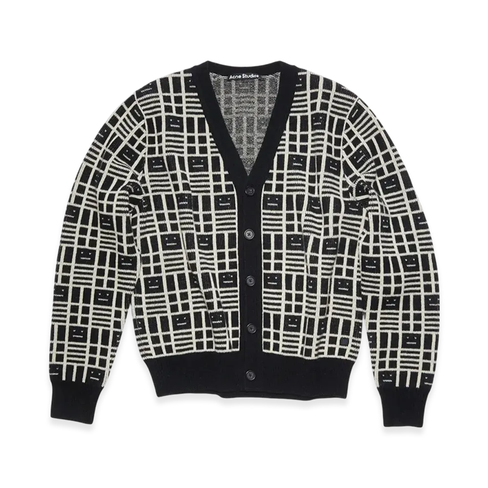Acne Studios Face Checkerboard Logo Cardigan "Black"