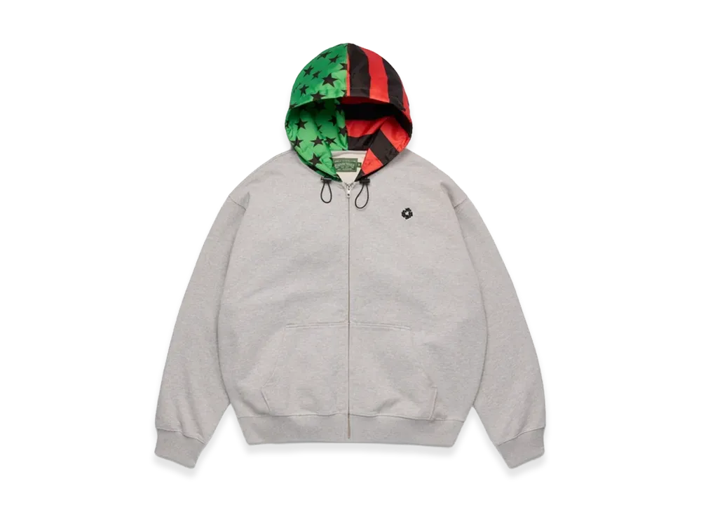 DENIM TEARS Pan African Peace Wreath Zip Up Hoodie "Grey"