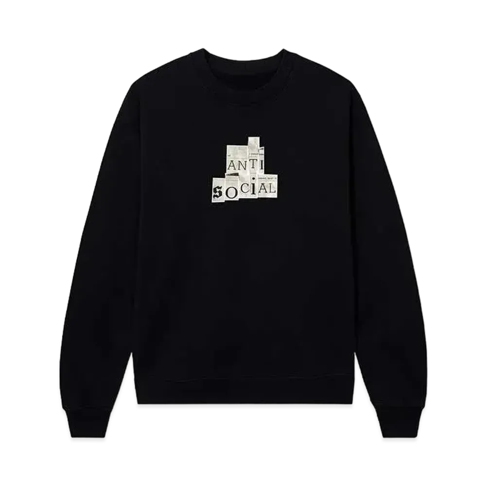 ANTI SOCIAL SOCIAL CLUB x Fragment x Weekend Newspaper Crewneck "Black"