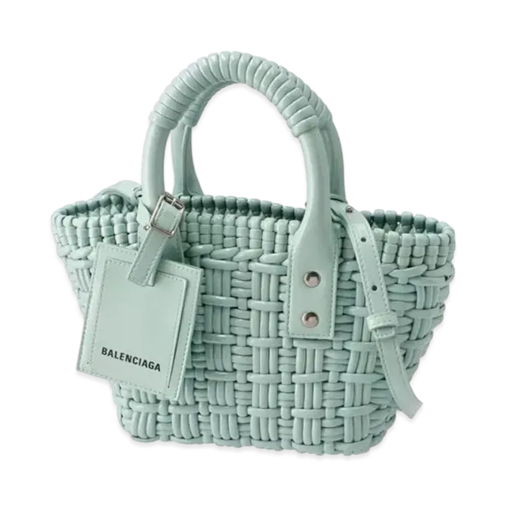 BALENCIAGA Bistro Extra Small Shoulder Strap Basket Bag "Green Acqua"