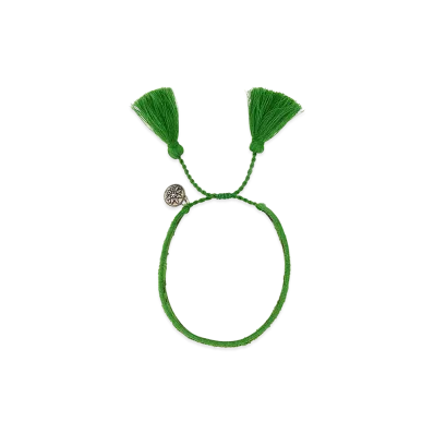 PRADA Women's Two-Tone Suede And Fabric Bracelet "Green"