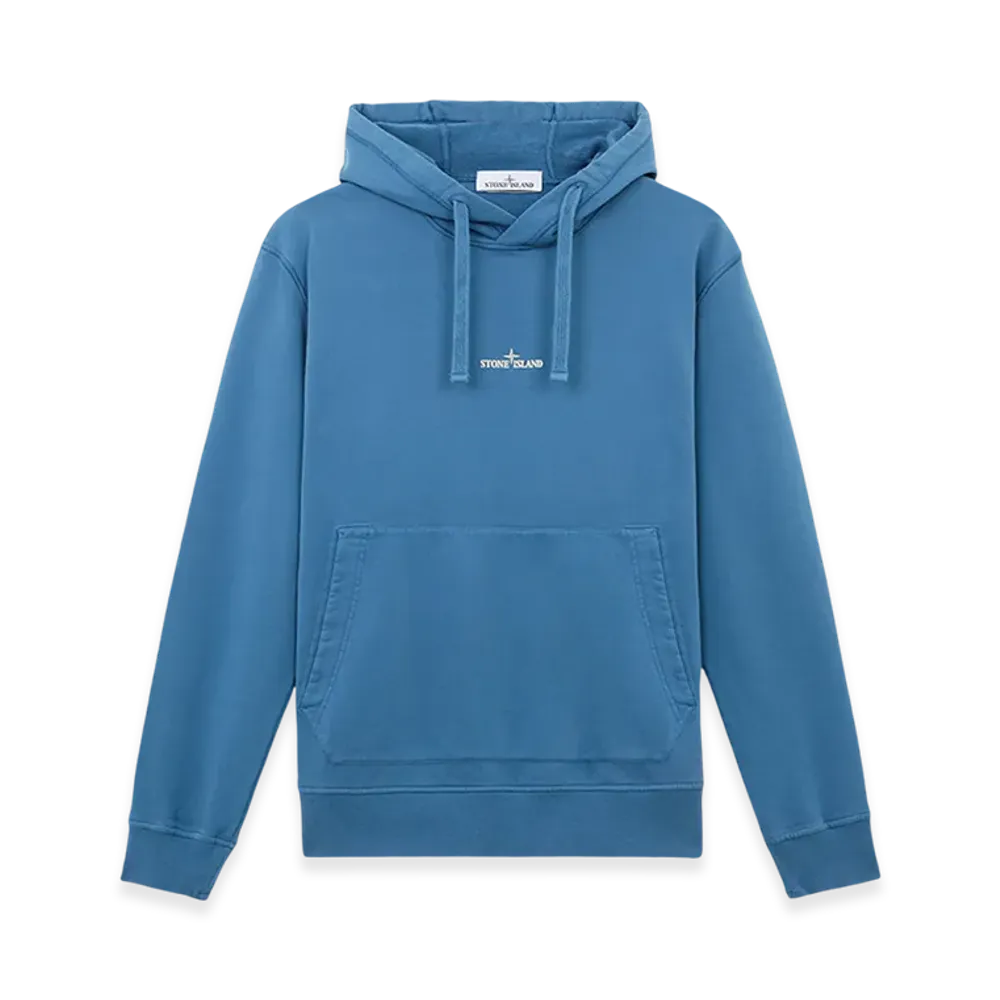 Stone Island 66283 Cotton Fleece Sweatshirt with Institutional Two Print - 24FW "Avio Blue"