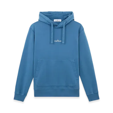 Stone Island 66283 Cotton Fleece Sweatshirt with Institutional Two Print - 24FW "Avio Blue"