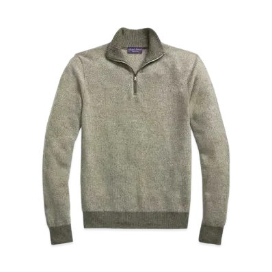 Ralph Lauren Purple Label Cashmere Quarter-Zip Sweater "Gray"