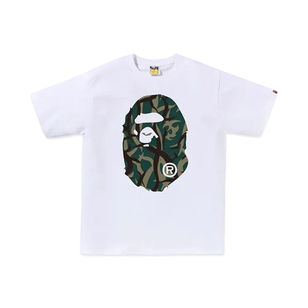 A BATHING APE Trial Camo Big Ape Head Tee "White/Green"