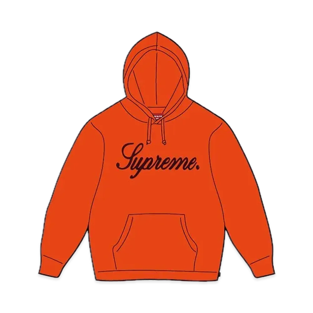 Supreme Embroidered Script Hooded Sweatshirt "Bright Orange"