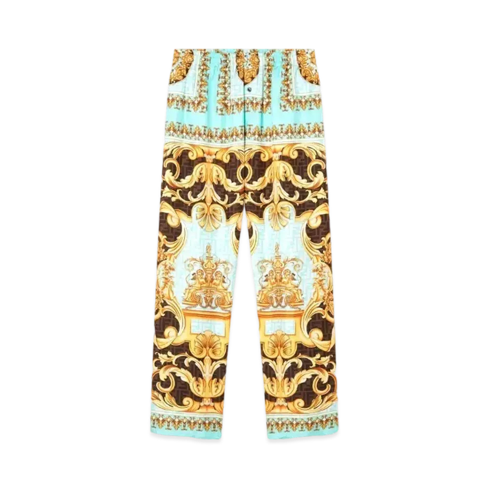 FENDI x Versace Fendace Gold Baroque Pyjama Bottoms "Blue"