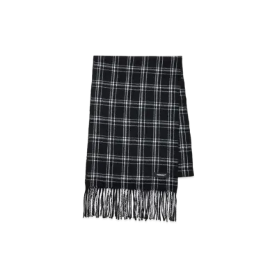 UNDERCOVER Cashmere Blend Wool Check Scarf "Black"