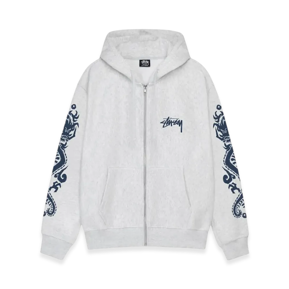 Stussy Dragons Zip Hoodie "Ash Heather"